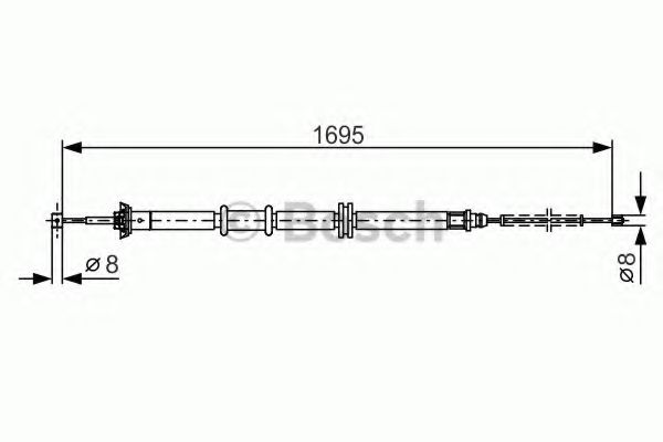 BOSCH 1 987 482 205 Трос, стояночная тормозная система справа для FIAT QUBO (Фиат Qубо) BOSCH 1 987 482 205 Трос, стояночная тормозная система справа для FIAT QUBO (Фиат Qубо)