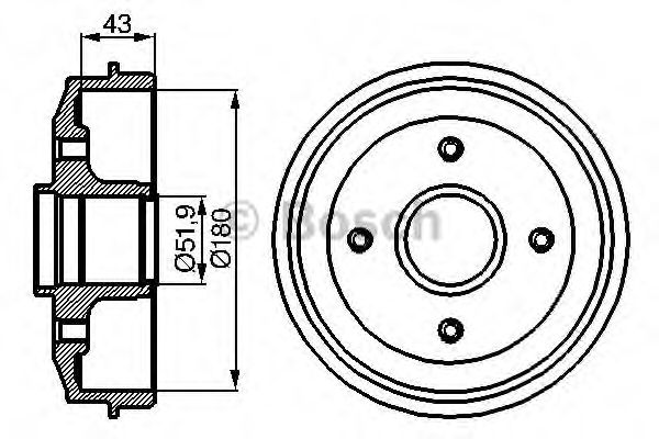 BOSCH 0 986 477 020 Тормозной барабан задний мост для PEUGEOT 205 II (Пежо 205 2) BOSCH 0 986 477 020 Тормозной барабан задний мост для PEUGEOT 205 II (Пежо 205 2)