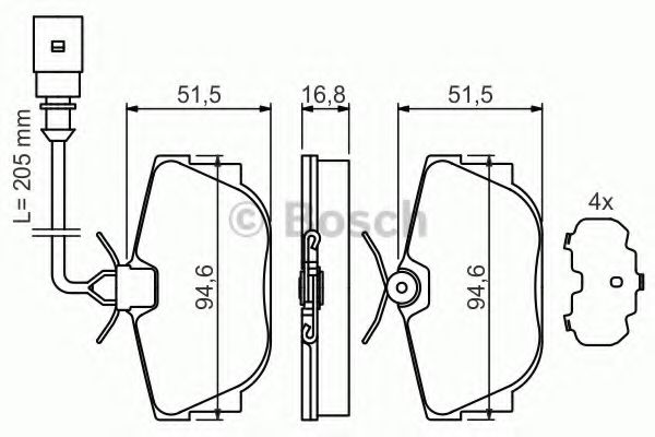 BOSCH 0 986 494 051 Тормозные колодки для VOLKSWAGEN T4 MULTIVAN (Фольксваген Т4 мултиvан) BOSCH 0 986 494 051 Тормозные колодки для VOLKSWAGEN T4 MULTIVAN (Фольксваген Т4 мултиvан)