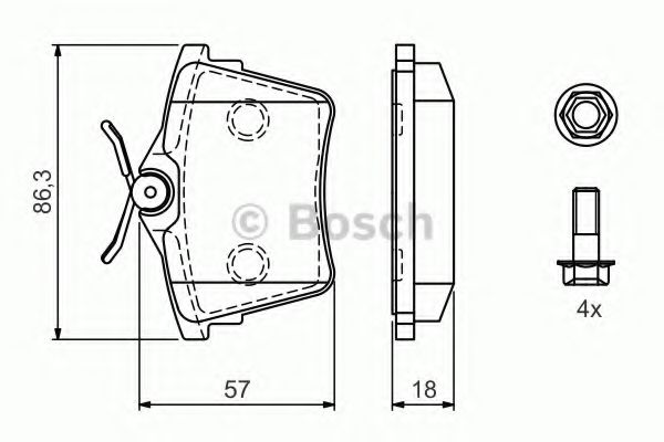 BOSCH 0 986 494 095 Тормозные колодки для PEUGEOT 407 (Пежо 407) BOSCH 0 986 494 095 Тормозные колодки для PEUGEOT 407 (Пежо 407)