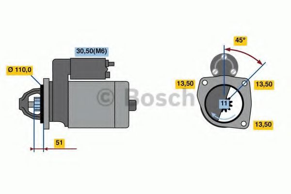 BOSCH 0 001 231 041 Стартер<br >PE 265<Euro3> 