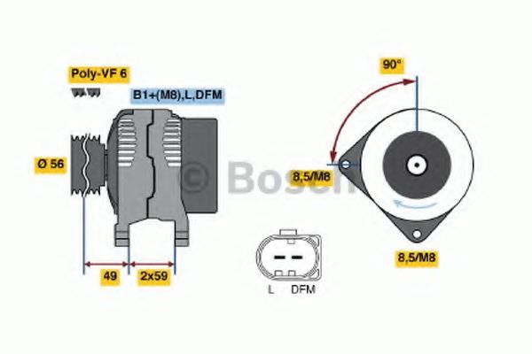 BOSCH 0 124 325 001 Генератор 90 для VOLKSWAGEN T5 (Фольксваген Т5) BOSCH 0 124 325 001 Генератор 90 для VOLKSWAGEN T5 (Фольксваген Т5)