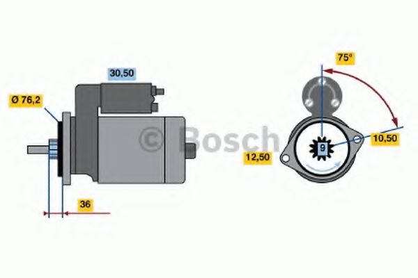 BOSCH 0 986 010 530 Стартер 08 1973 для VOLKSWAGEN COCCINELLE (Фольксваген Cоccинэллэ)