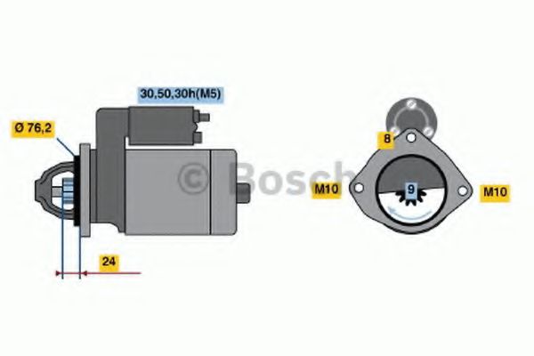 BOSCH 0 986 019 980 Стартер<br >2, 2 
