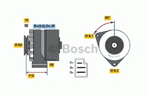 BOSCH 0 986 031 500 Генератор для VOLKSWAGEN CADDY I (Фольксваген Cаддъ и) BOSCH 0 986 031 500 Генератор для VOLKSWAGEN CADDY I (Фольксваген Cаддъ и)