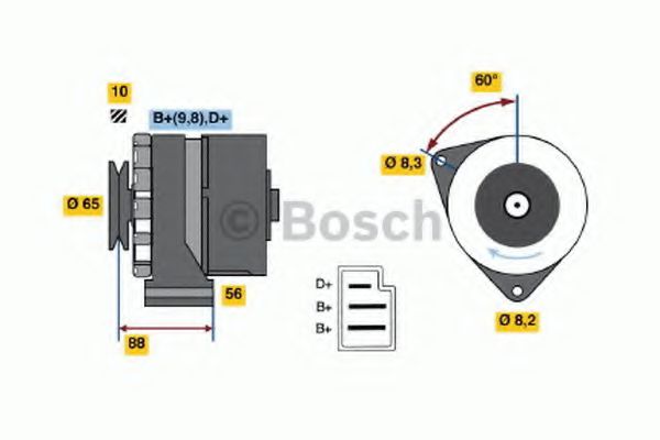 BOSCH 0 986 031 530 Генератор для VOLKSWAGEN CADDY I (Фольксваген Cаддъ и) BOSCH 0 986 031 530 Генератор для VOLKSWAGEN CADDY I (Фольксваген Cаддъ и)