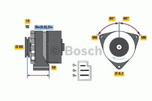 BOSCH 0 986 031 550 Генератор для VOLKSWAGEN T3 CARAVELLE (Фольксваген Т3 cараvэллэ) BOSCH 0 986 031 550 Генератор для VOLKSWAGEN T3 CARAVELLE (Фольксваген Т3 cараvэллэ)