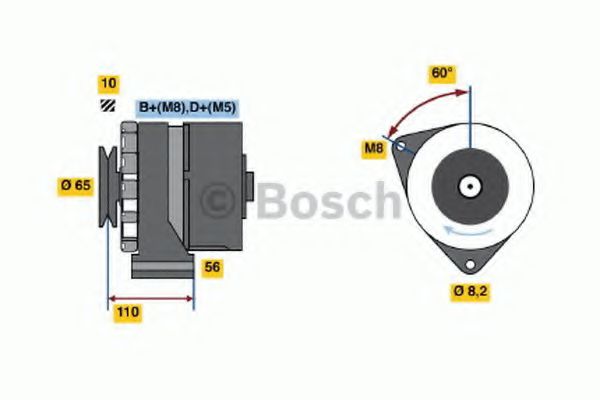 BOSCH 0 986 033 160 Генератор для AUDI 80 (Ауди 80) BOSCH 0 986 033 160 Генератор для AUDI 80 (Ауди 80)