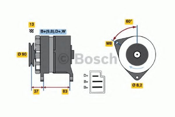 BOSCH 0 986 033 940 Генератор 55 для AUDI 80 (Ауди 80) BOSCH 0 986 033 940 Генератор 55 для AUDI 80 (Ауди 80)