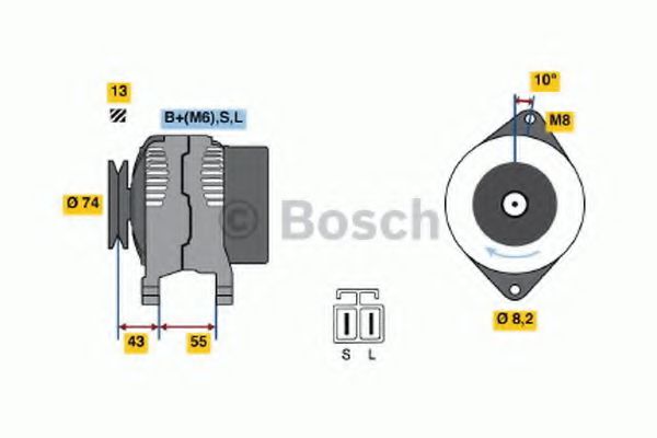 BOSCH 0 986 040 481 Генератор 65 для MITSUBISHI L 300 STARWAGON (Митсубиши/митсубиси Л 300 старвагон) BOSCH 0 986 040 481 Генератор 65 для MITSUBISHI L 300 STARWAGON (Митсубиши/митсубиси Л 300 старвагон)