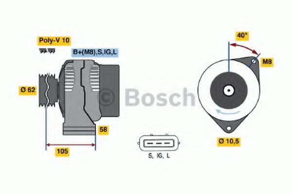 BOSCH 0 123 525 500 Генератор 03 2006 для IVECO (Ивеко) BOSCH 0 123 525 500 Генератор 03 2006 для IVECO (Ивеко)
