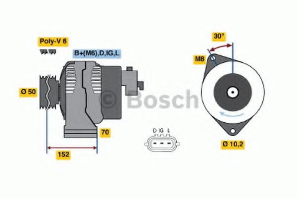 BOSCH 0 986 046 531 Генератор для автомобилей с кондиционером для ROVER 25 (Ровер 25) BOSCH 0 986 046 531 Генератор для автомобилей с кондиционером для ROVER 25 (Ровер 25)
