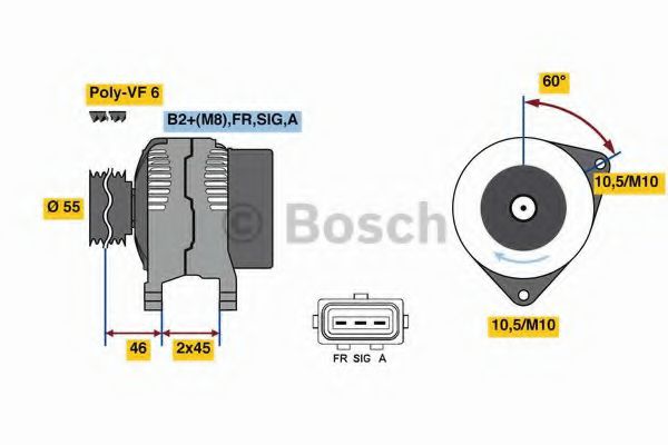 BOSCH 0 986 049 071 Генератор 150 для VOLVO V50 (Вольво V50) BOSCH 0 986 049 071 Генератор 150 для VOLVO V50 (Вольво V50)