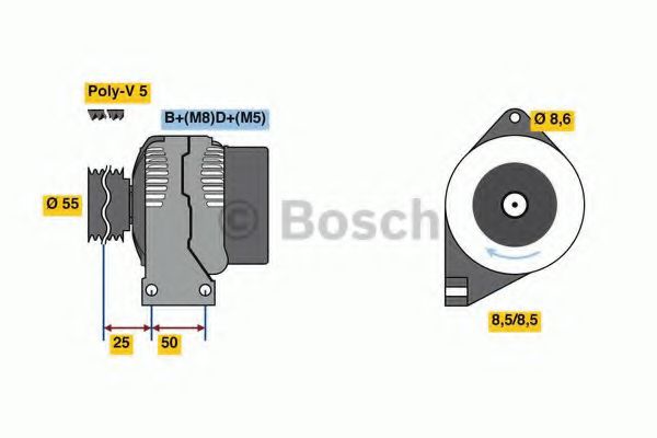 BOSCH 0 986 049 540 Генератор для автомобилей с кондиционером для FIAT 500 (Фиат 500) BOSCH 0 986 049 540 Генератор для автомобилей с кондиционером для FIAT 500 (Фиат 500)