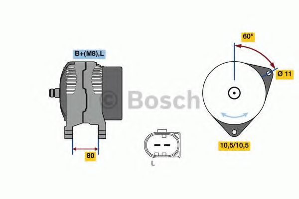 BOSCH 0 986 080 060 Генератор для IVECO (Ивеко) BOSCH 0 986 080 060 Генератор для IVECO (Ивеко)