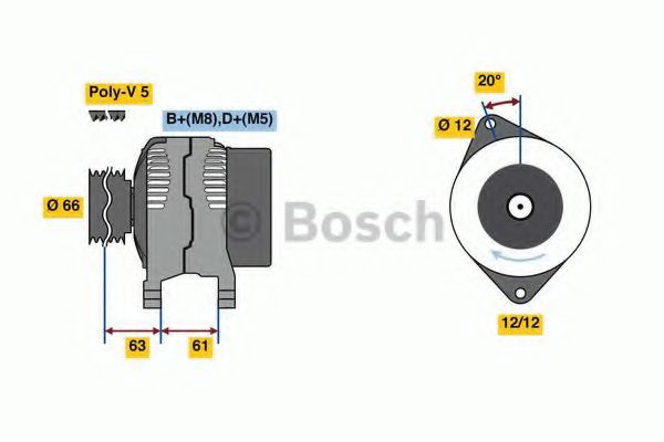 BOSCH 0 986 080 280 Генератор для автомобилей с кондиционером для LANCIA (Лансиа/лянча) BOSCH 0 986 080 280 Генератор для автомобилей с кондиционером для LANCIA (Лансиа/лянча)