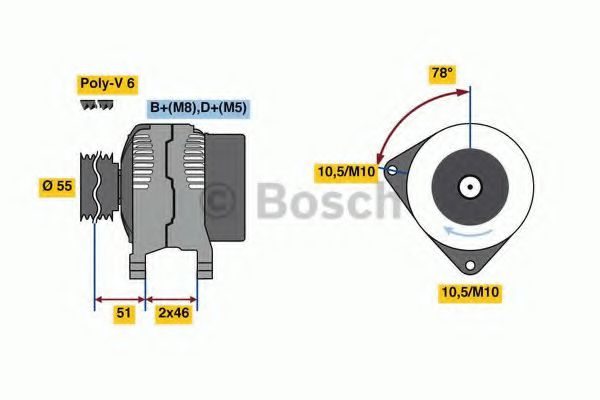 BOSCH 0 986 080 530 Генератор для PEUGEOT 206 SW (Пежо 206 св) BOSCH 0 986 080 530 Генератор для PEUGEOT 206 SW (Пежо 206 св)