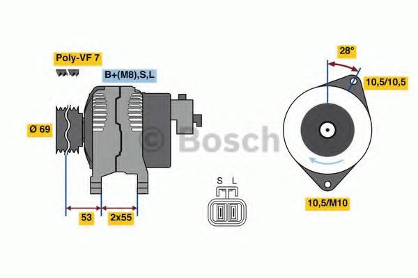 BOSCH 0 986 080 640 Генератор 08 2009 для KIA (Киа) BOSCH 0 986 080 640 Генератор 08 2009 для KIA (Киа)