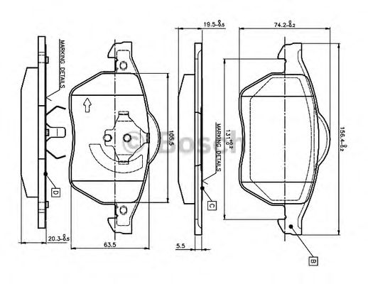 BOSCH 0 986 TB2 214 Тормозные колодки для AUDI TT (Ауди Тт) BOSCH 0 986 TB2 214 Тормозные колодки для AUDI TT (Ауди Тт)