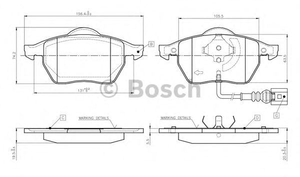 BOSCH 0 986 TB2 216 Тормозные колодки для AUDI TT (Ауди Тт) BOSCH 0 986 TB2 216 Тормозные колодки для AUDI TT (Ауди Тт)