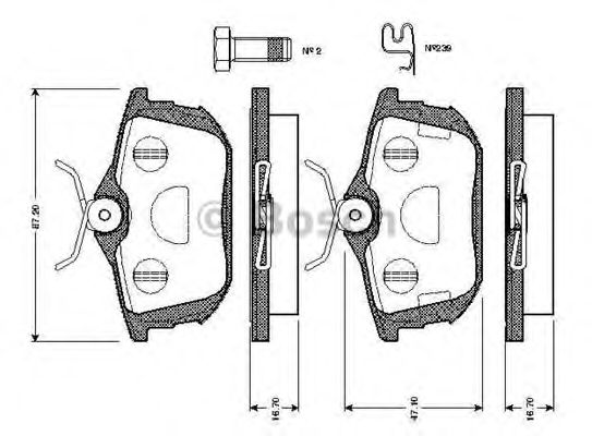 BOSCH 0 986 TB2 299 Тормозные колодки для PROTON WAJA (Протон Важа) BOSCH 0 986 TB2 299 Тормозные колодки для PROTON WAJA (Протон Важа)