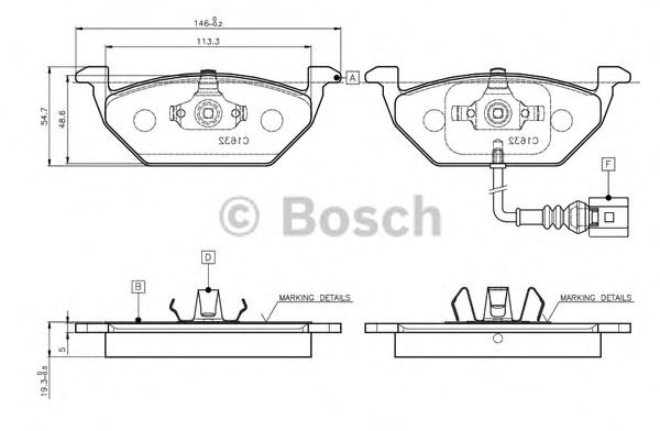 BOSCH 0 986 TB2 314 Тормозные колодки для VOLKSWAGEN (Фольксваген) BOSCH 0 986 TB2 314 Тормозные колодки для VOLKSWAGEN (Фольксваген)