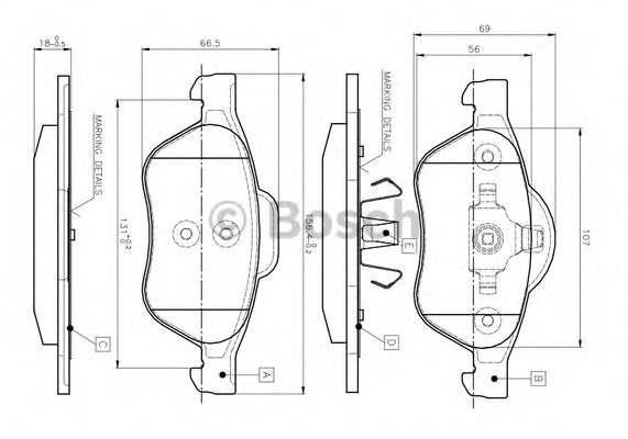 BOSCH 0 986 TB2 434 Тормозные колодки для RENAULT LAGUNA II (Рено Лагуна 2) BOSCH 0 986 TB2 434 Тормозные колодки для RENAULT LAGUNA II (Рено Лагуна 2)