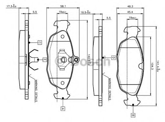BOSCH 0 986 TB2 021 Тормозные колодки задний мост для OPEL CORSA A (Опель Cорса а) BOSCH 0 986 TB2 021 Тормозные колодки задний мост для OPEL CORSA A (Опель Cорса а)