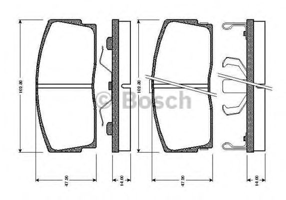 BOSCH 0 986 TB2 132 Тормозные колодки для DAIHATSU APPLAUSE II (Дайхатсу Апплаусэ 2) BOSCH 0 986 TB2 132 Тормозные колодки для DAIHATSU APPLAUSE II (Дайхатсу Апплаусэ 2)