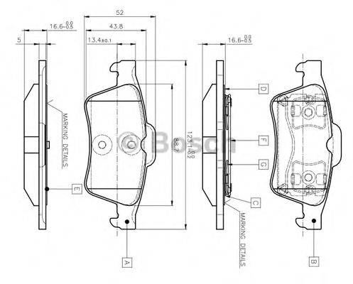 BOSCH 0 986 TB2 410 Тормозные колодки для RENAULT LAGUNA II (Рено Лагуна 2) BOSCH 0 986 TB2 410 Тормозные колодки для RENAULT LAGUNA II (Рено Лагуна 2)