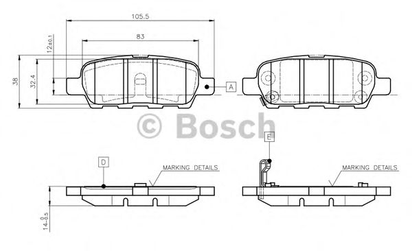 BOSCH 0 986 TB2 417 Тормозные колодки задний мост для NISSAN TEANA I (Ниссан Теана 1) BOSCH 0 986 TB2 417 Тормозные колодки задний мост для NISSAN TEANA I (Ниссан Теана 1)