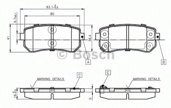 BOSCH 0 986 TB2 975 Тормозные колодки для KIA FORTE II (Киа Фортэ 2) BOSCH 0 986 TB2 975 Тормозные колодки для KIA FORTE II (Киа Фортэ 2)
