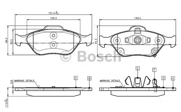 BOSCH 0 986 TB3 016 Тормозные колодки передний мост для DAIHATSU CHARADE (Дайхатсу Чарадэ) BOSCH 0 986 TB3 016 Тормозные колодки передний мост для DAIHATSU CHARADE (Дайхатсу Чарадэ)