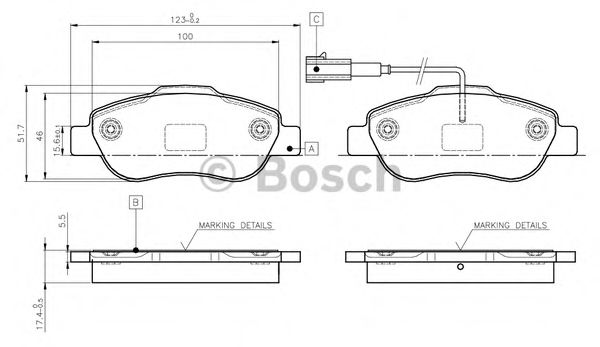 BOSCH 0 986 TB3 030 Тормозные колодки передний мост для FIAT 500 C (Фиат 500 c) BOSCH 0 986 TB3 030 Тормозные колодки передний мост для FIAT 500 C (Фиат 500 c)