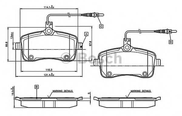 BOSCH 0 986 TB3 076 Тормозные колодки для PEUGEOT 407 (Пежо 407) BOSCH 0 986 TB3 076 Тормозные колодки для PEUGEOT 407 (Пежо 407)