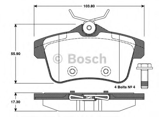 BOSCH 0 986 TB3 101 Тормозные колодки задний мост для PEUGEOT 308 CC (Пежо 308 сс) BOSCH 0 986 TB3 101 Тормозные колодки задний мост для PEUGEOT 308 CC (Пежо 308 сс)