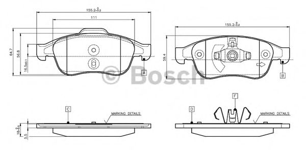 BOSCH 0 986 TB3 116 Тормозные колодки передний мост для RENAULT GRAN III (Рено Гран 3) BOSCH 0 986 TB3 116 Тормозные колодки передний мост для RENAULT GRAN III (Рено Гран 3)
