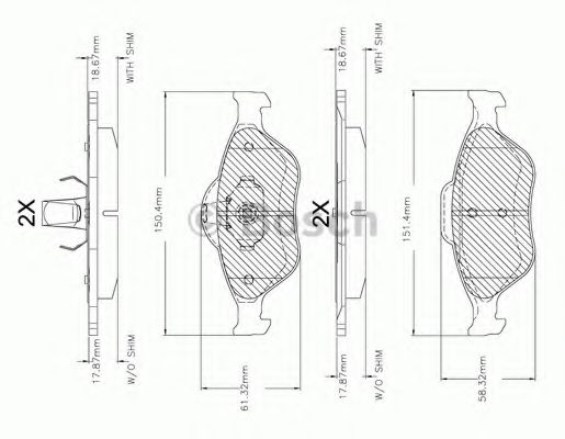 BOSCH F 03A 150 018 Тормозные колодки передний мост для MAZDA SOHO III (Мазда Сохо 3) BOSCH F 03A 150 018 Тормозные колодки передний мост для MAZDA SOHO III (Мазда Сохо 3)