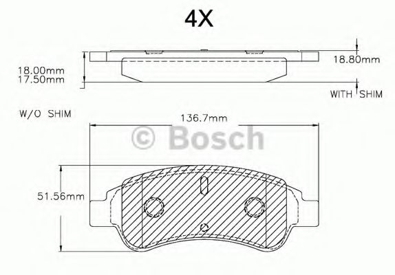 BOSCH F 03A 150 025 Тормозные колодки передний мост для PEUGEOT 207 (Пежо 207) BOSCH F 03A 150 025 Тормозные колодки передний мост для PEUGEOT 207 (Пежо 207)