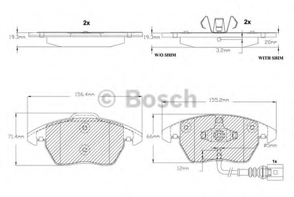 BOSCH F 03B 150 155 Тормозные колодки для SEAT ALTEA (Сеат Алтэа) BOSCH F 03B 150 155 Тормозные колодки для SEAT ALTEA (Сеат Алтэа)