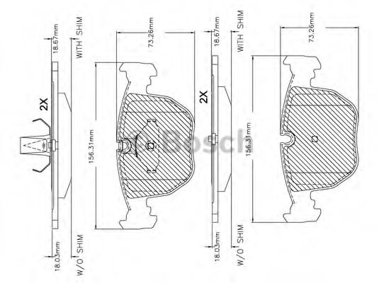 BOSCH F 03B 150 261 Тормозные колодки для BMW (Бмв) BOSCH F 03B 150 261 Тормозные колодки для BMW (Бмв)