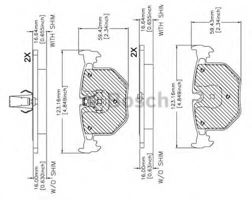 BOSCH F 03B 150 262 Тормозные колодки задний мост для BMW (Бмв) BOSCH F 03B 150 262 Тормозные колодки задний мост для BMW (Бмв)