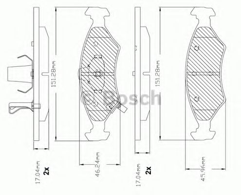BOSCH F 03B 150 283 Тормозные колодки для KIA MENTOR (Киа Мэнтор) BOSCH F 03B 150 283 Тормозные колодки для KIA MENTOR (Киа Мэнтор)
