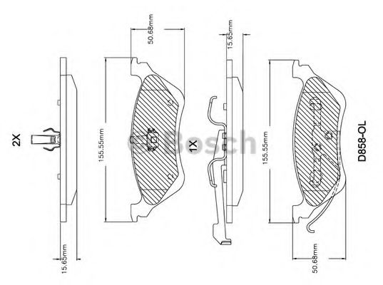 BOSCH F 03B 150 303 Тормозные колодки для CHRYSLER TOWN COUNTRY IV (Крайслер Таун кантри 4) BOSCH F 03B 150 303 Тормозные колодки для CHRYSLER TOWN COUNTRY IV (Крайслер Таун кантри 4)