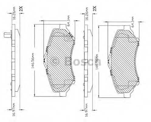 BOSCH F 03B 150 402 Тормозные колодки передний мост для DODGE JOURNEY (Додж Жоурнэъ) BOSCH F 03B 150 402 Тормозные колодки передний мост для DODGE JOURNEY (Додж Жоурнэъ)