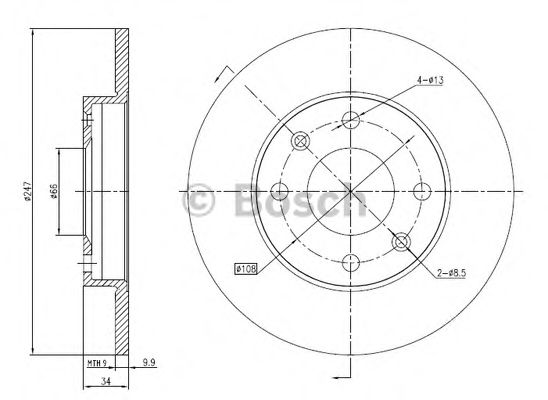 BOSCH 0 986 BB4 306 Тормозной диск для PEUGEOT 205 II (Пежо 205 2) BOSCH 0 986 BB4 306 Тормозной диск для PEUGEOT 205 II (Пежо 205 2)