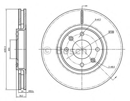 BOSCH 0 986 BB4 333 Тормозной диск передний мост для CITROËN C4 PALLAS (CитроËн С4 пэлас) BOSCH 0 986 BB4 333 Тормозной диск передний мост для CITROËN C4 PALLAS (CитроËн С4 пэлас)