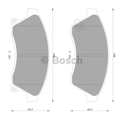 BOSCH 0 986 AB3 096 Тормозные колодки<br >передний мост 