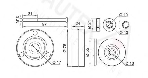 AUTEX 654470 Паразитный ведущий ролик, поликлиновой ремень для SKODA FABIA (Шкода Фабиа) AUTEX 654470 Паразитный ведущий ролик, поликлиновой ремень для SKODA FABIA (Шкода Фабиа)