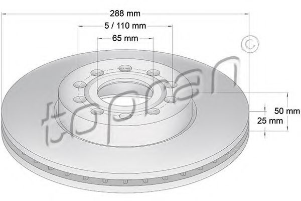 TOPRAN 110 075 Тормозной диск для SEAT (Сеат) TOPRAN 110 075 Тормозной диск для SEAT (Сеат)